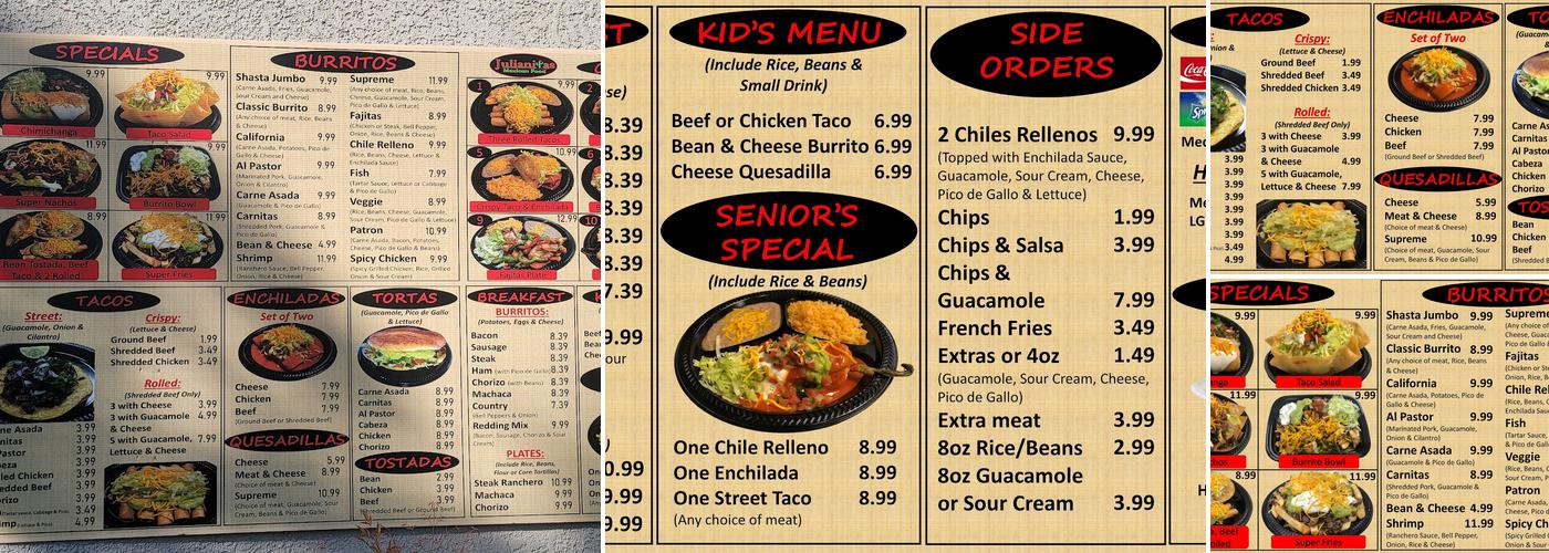 Julianita’s Mexican Food Menu