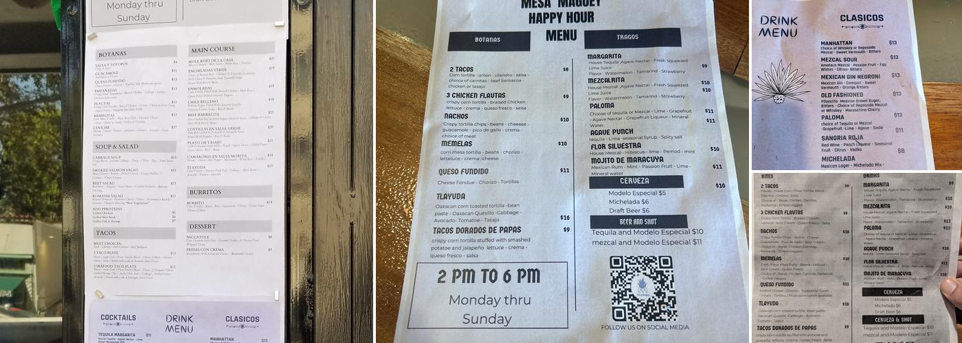 Mesa Maguey Menu