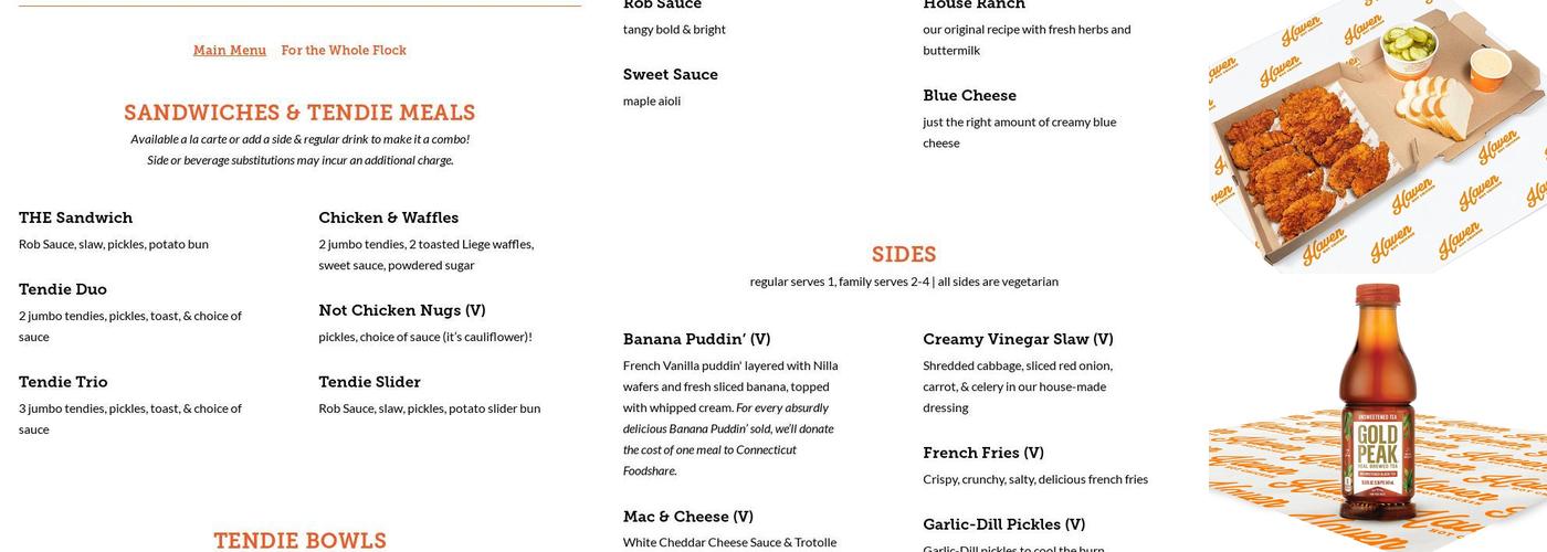Haven Hot Chicken Menu