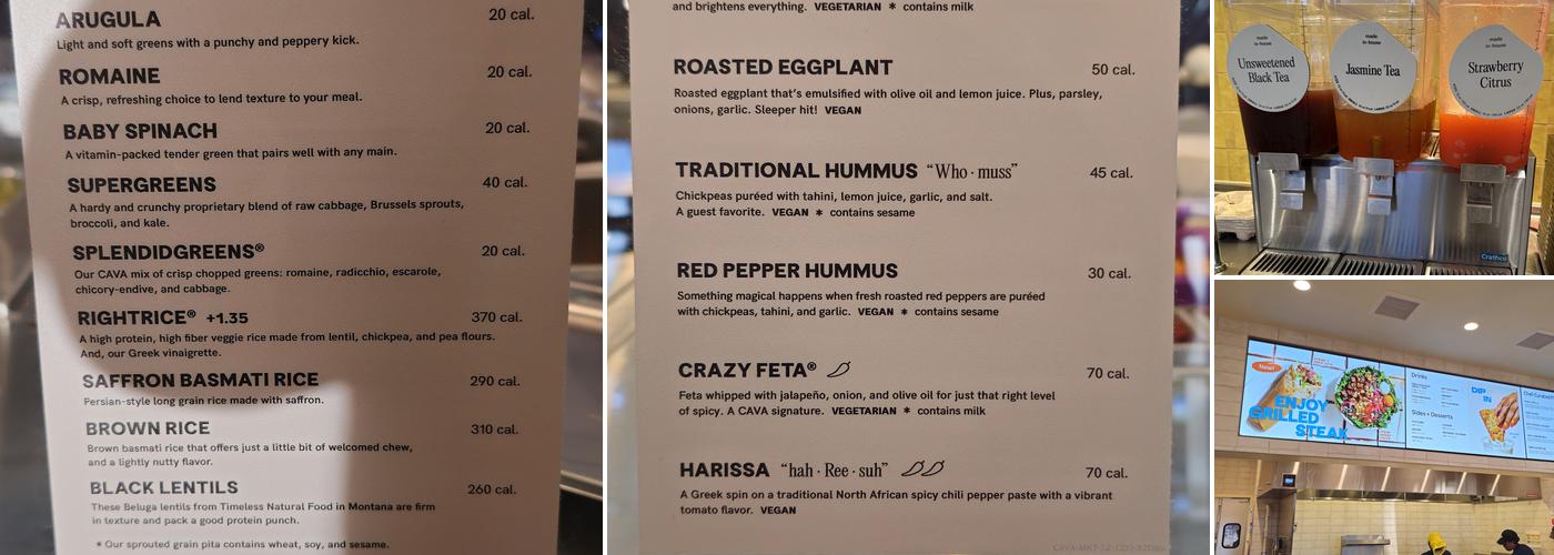 CAVA Menu