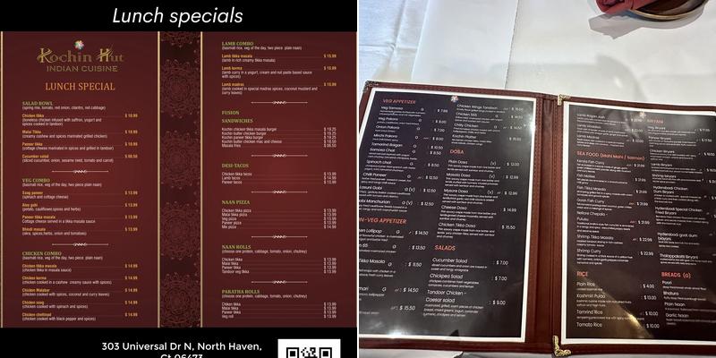 KOCHIN HUT Menu