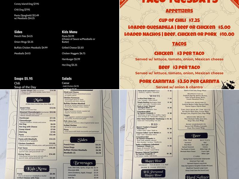 Shipwreck Tavern Menu