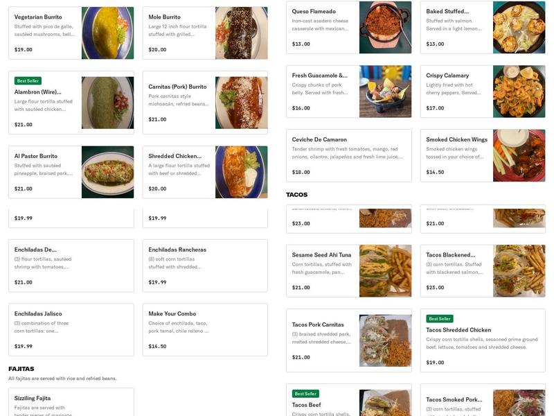 Las Potras Mexican Restaurant Menu