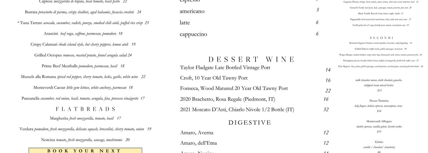 Monteverdi Menu