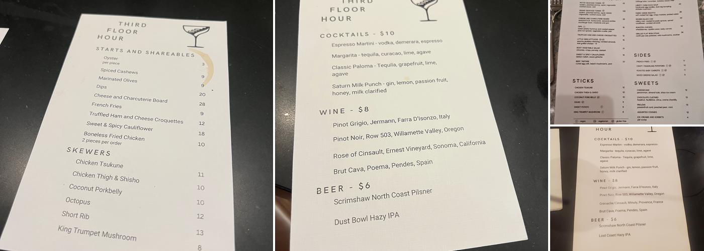 The Third Floor Menu