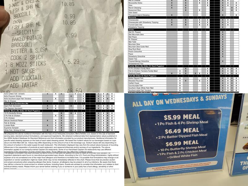 Captain D's Menu
