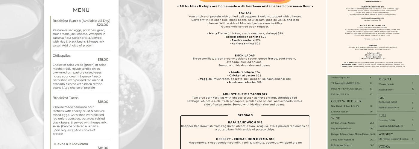 Contento Cafe Menu