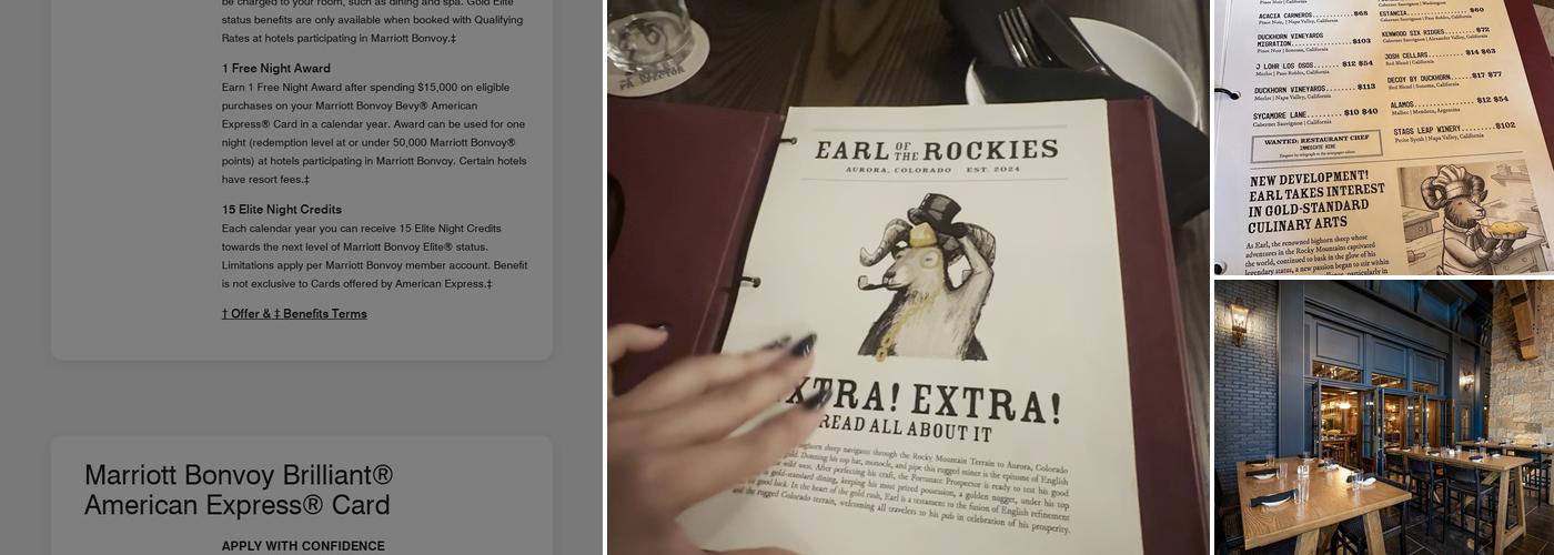 The Fortunate Prospector Menu