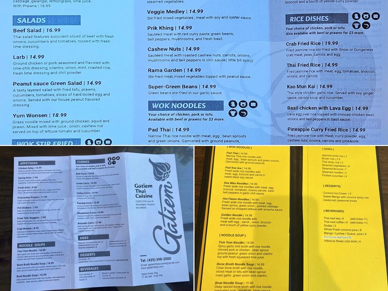 Gatiem Thai Cuisine Menu
