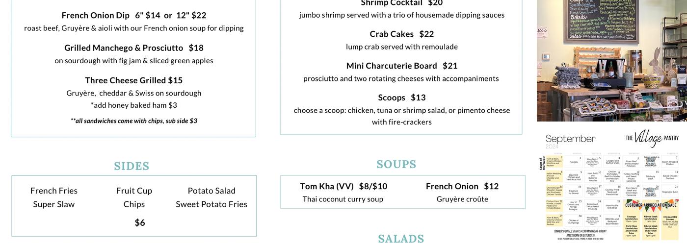 Village Pantry of Cashiers Menu