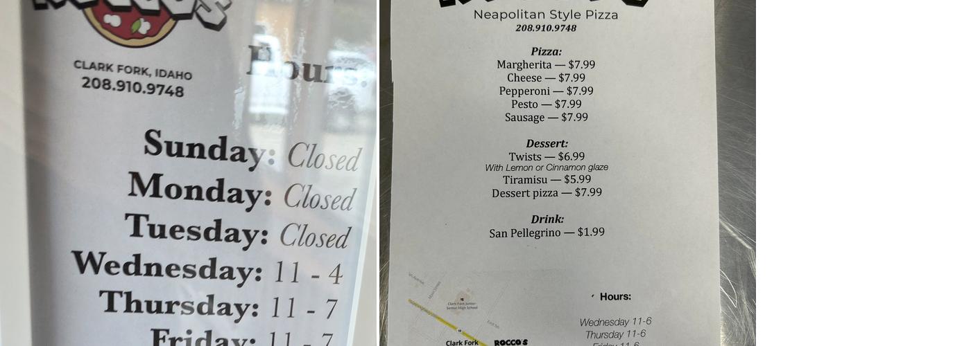 Rocco's Menu