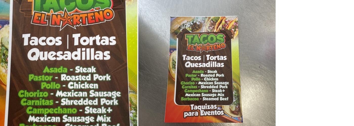 Tacos el norteño Menu
