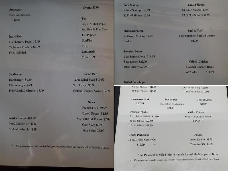 TJ’s Steak and Fish Menu