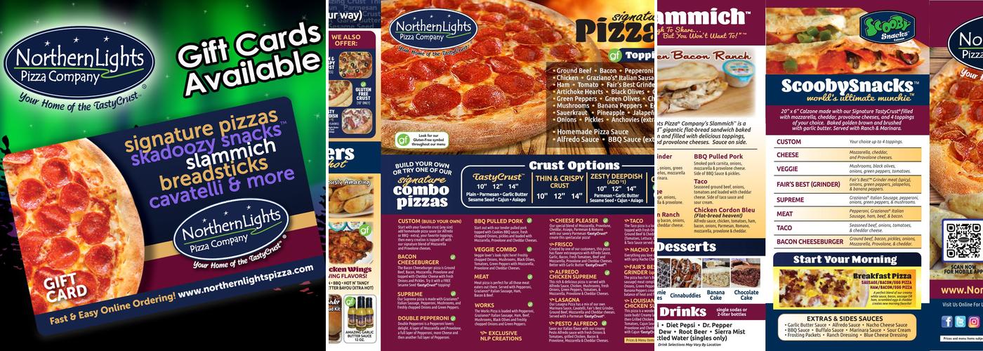 Northern Lights Pizza Menu