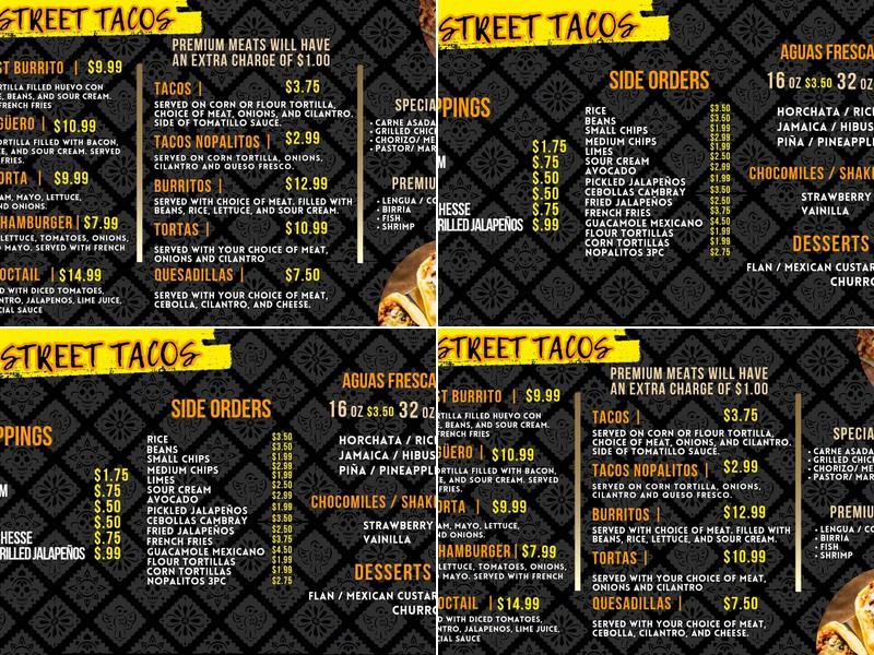 Los Street Tacos Menu