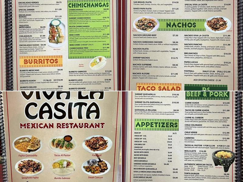 Viva La Casita Hamilton Alabama Menu