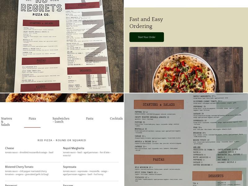 No Regrets Pizza Co. Menu