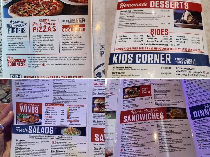 Bubba's 33 Menu