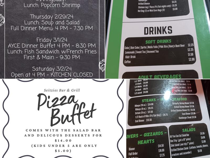 Seitzies bar and grill Menu