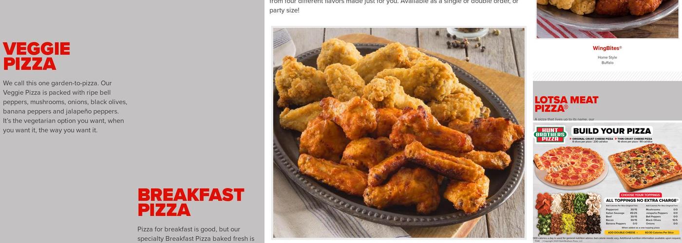 Hunt Brothers Pizza Menu