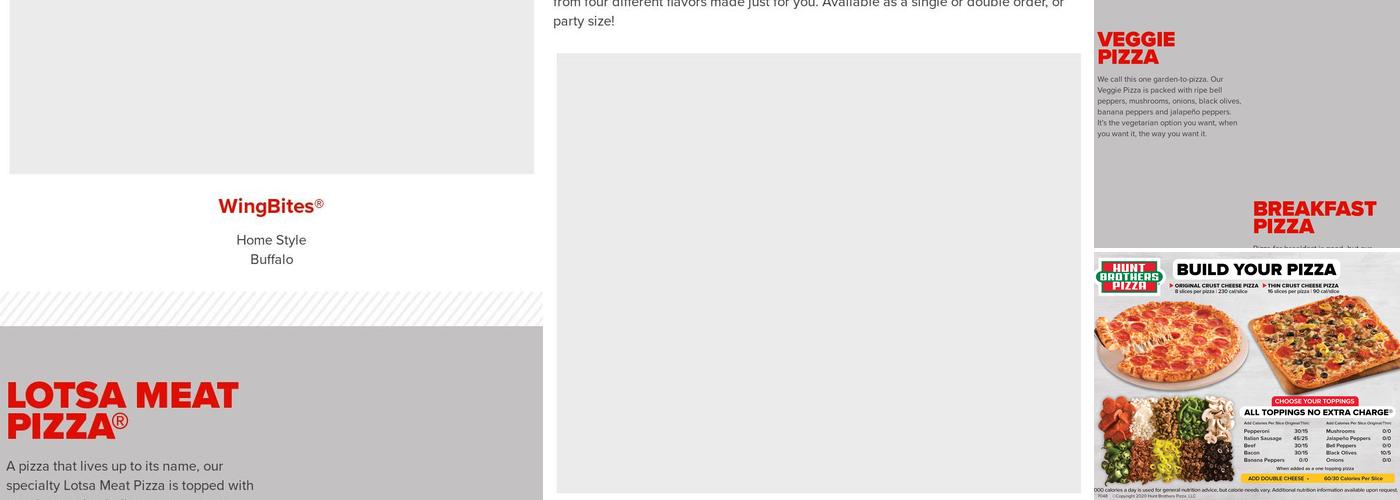 Hunt Brothers Pizza Menu