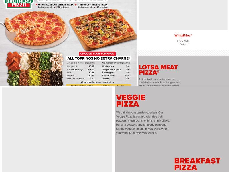 Hunt Brothers Pizza Menu