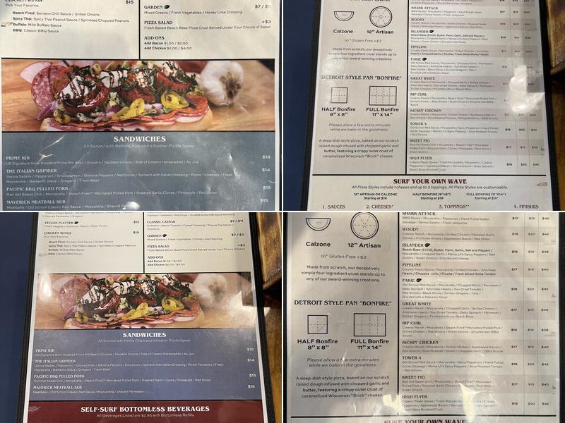 Longboards Beach Fired Pizza and Big Wave Yogurt Menu