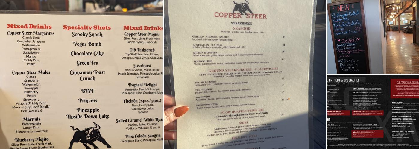 Frontier Steak & Spirits Menu