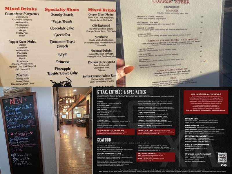 Frontier Steak & Spirits Menu