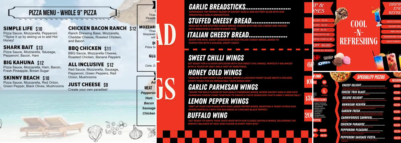 Pizza Paradise & Ice Cream Menu