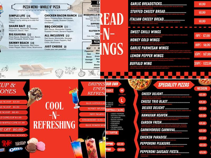 Pizza Paradise & Ice Cream Menu