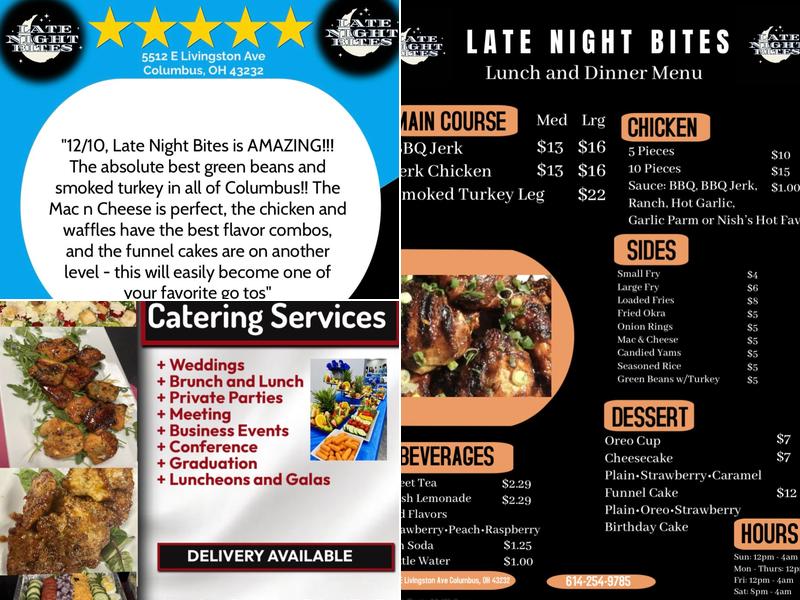 Late Night Bites Menu