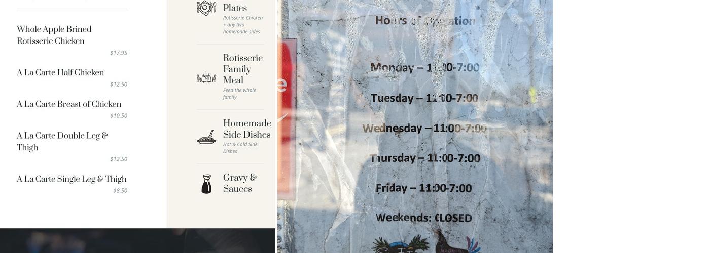 The Modern Rotisserie Menu