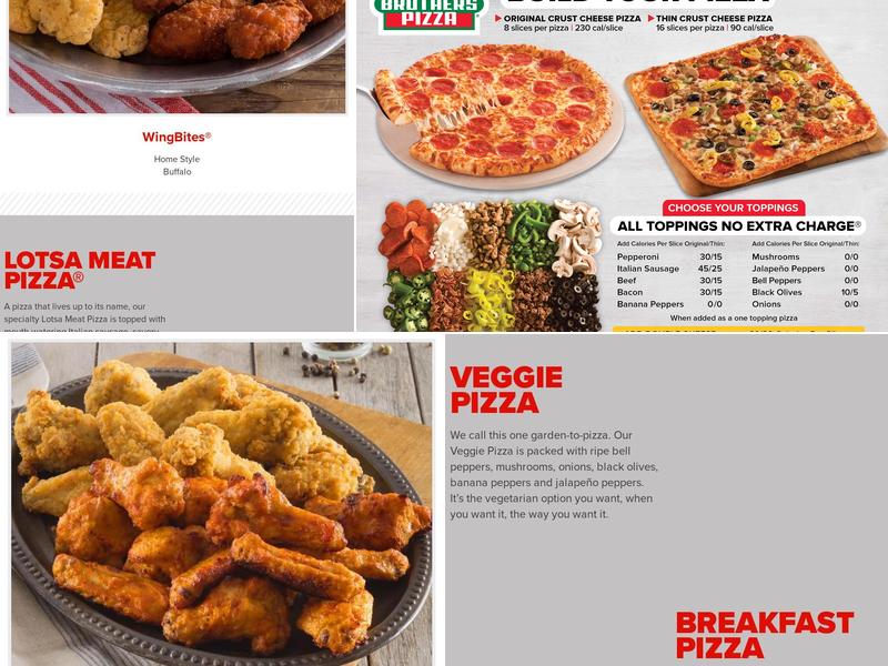 Hunt Brothers Pizza Menu