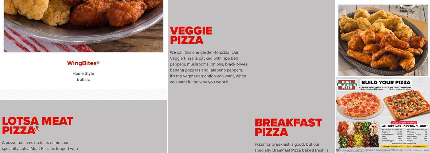 Hunt Brothers Pizza Menu