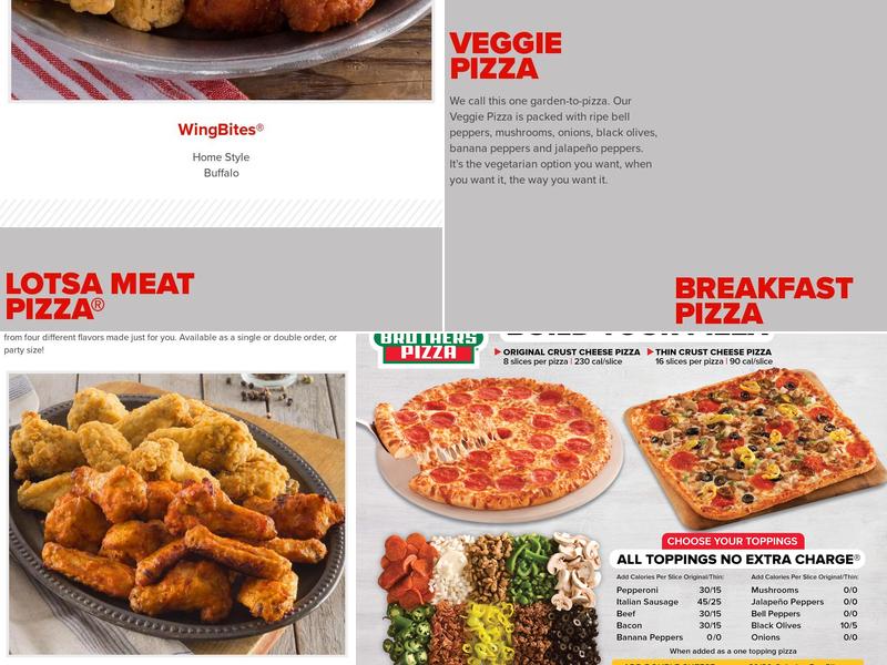 Hunt Brothers Pizza Menu