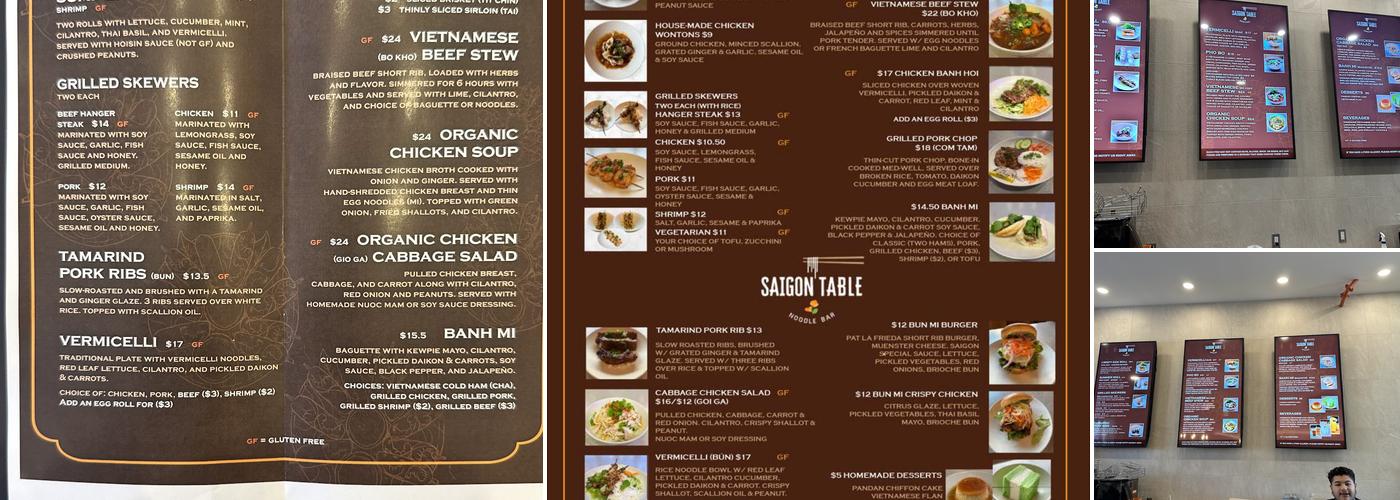 Saigon Table Menu