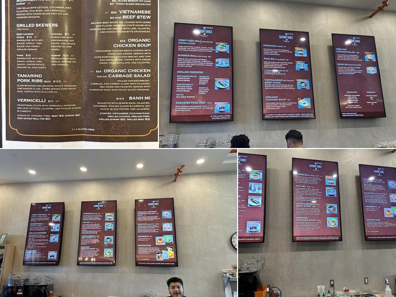 Saigon Table Menu