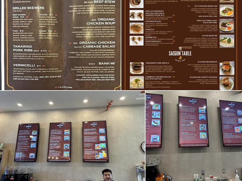 Saigon Table Menu