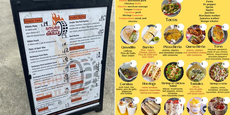 El coyote food truck Menu