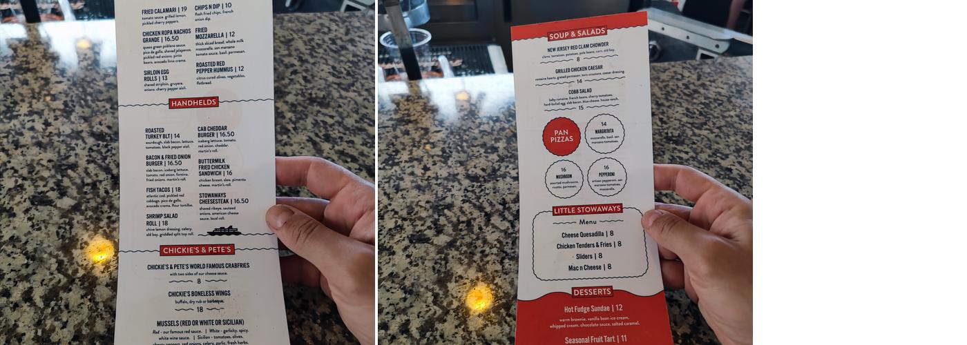Stowaways Menu