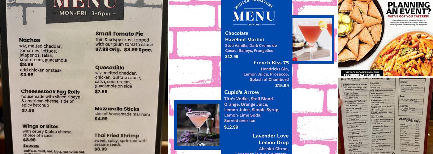 Tony Roni's Tap House Menu