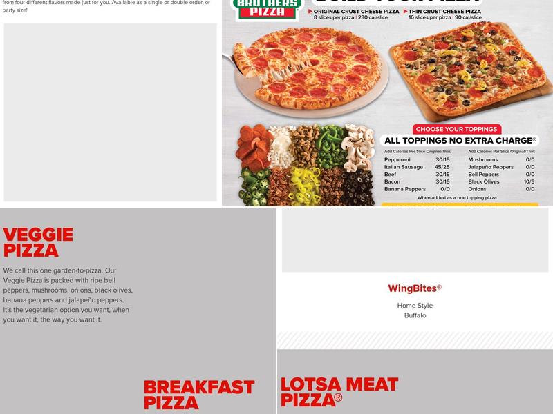 Hunt Brothers Pizza Menu