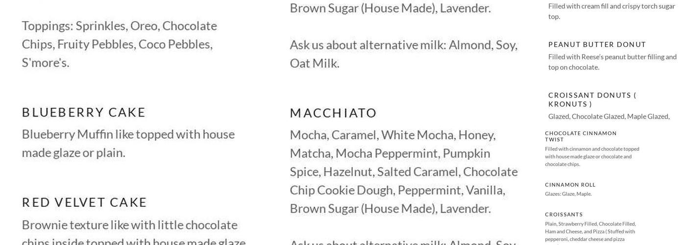 Donuts & Coffey Menu