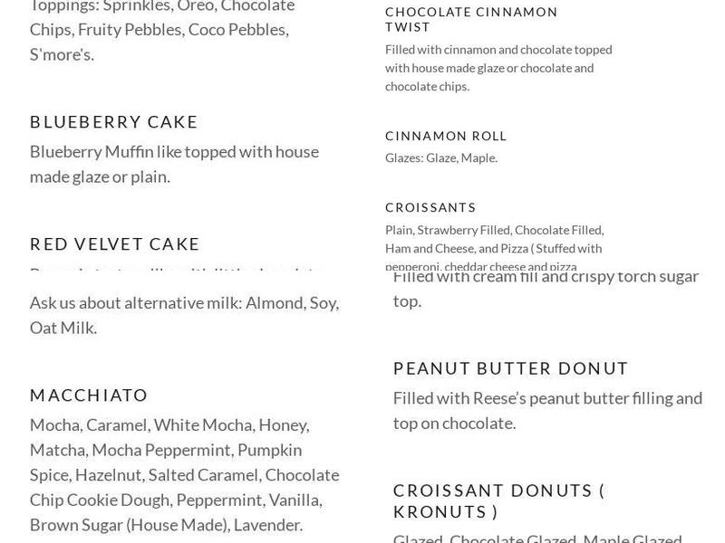 Donuts & Coffey Menu