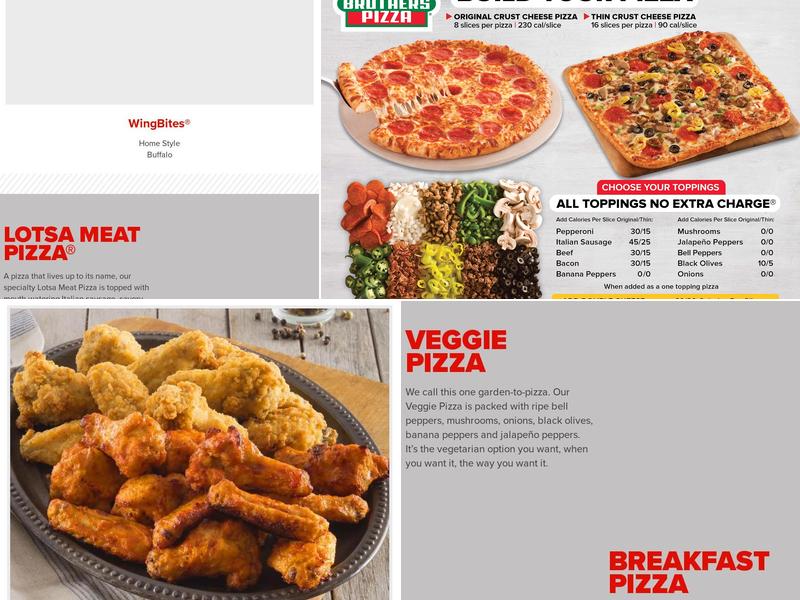 Hunt Brothers Pizza Menu