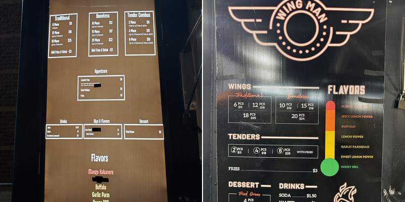 Wingman Menu