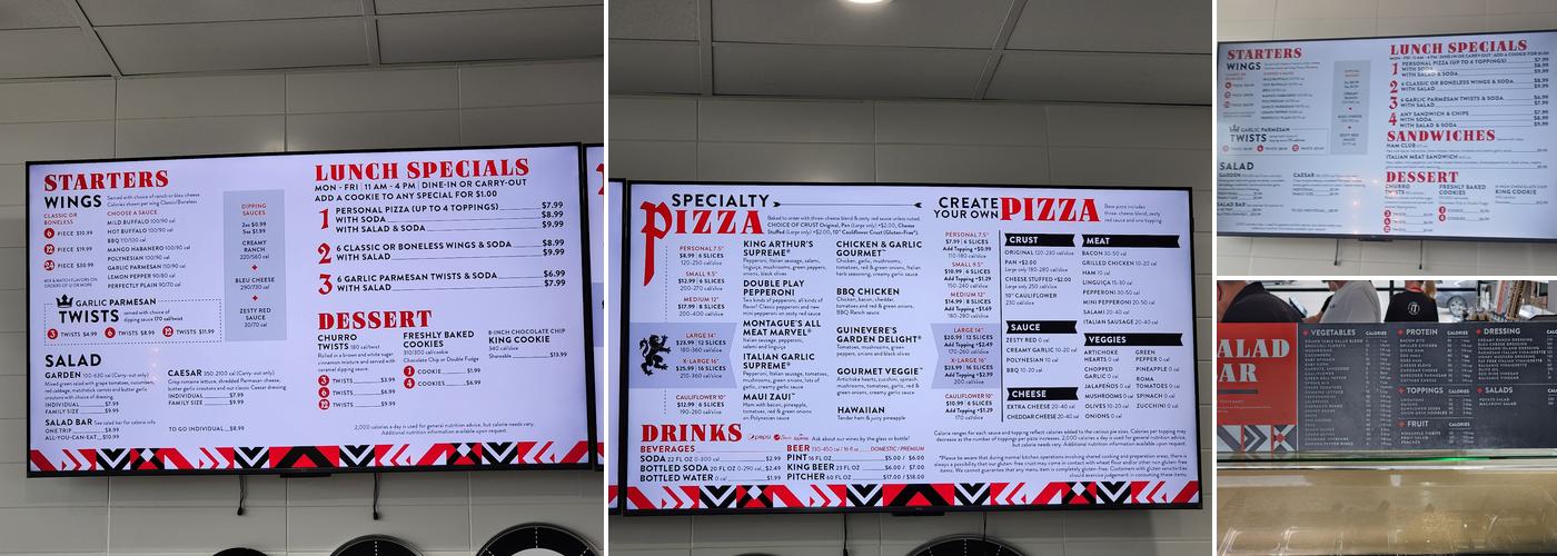 Round Table Pizza Menu