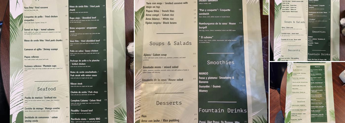El Mojito Menu