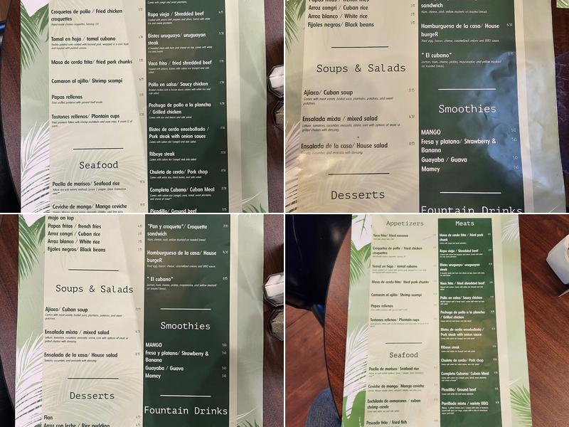 El Mojito Menu